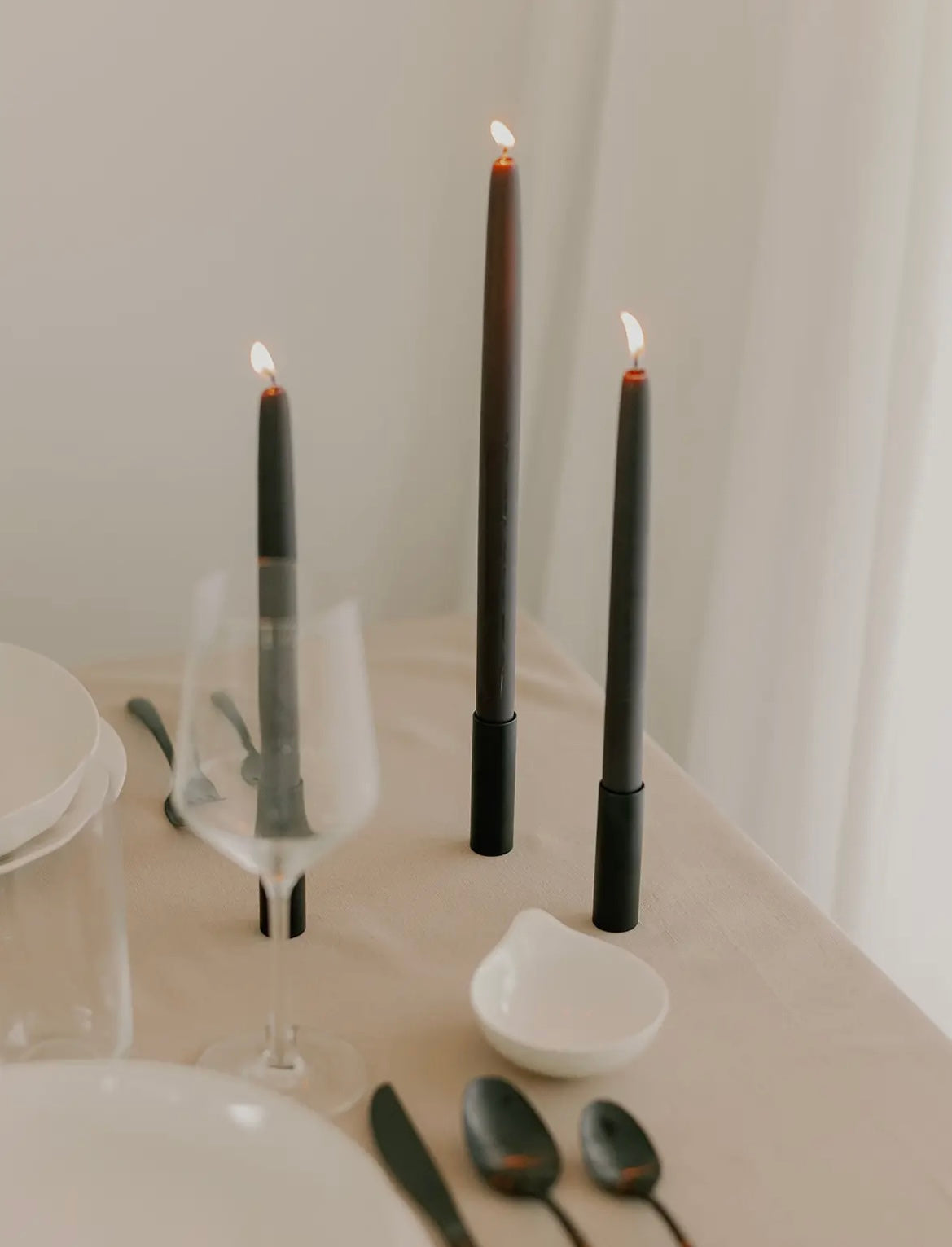 Dipped Beeswax Candle, Charcoal