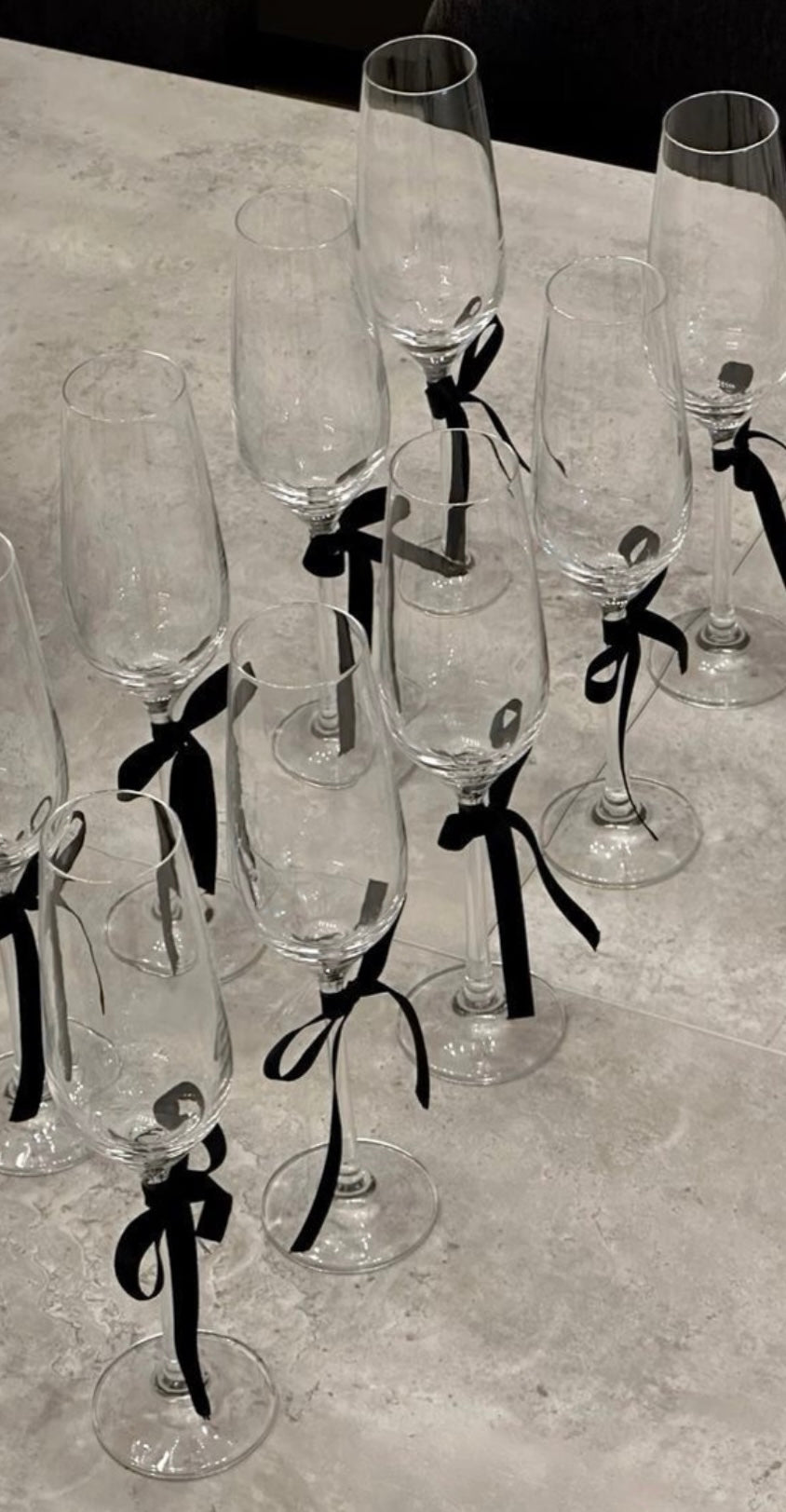 Black Velvet Wine Glass Bow Charms
