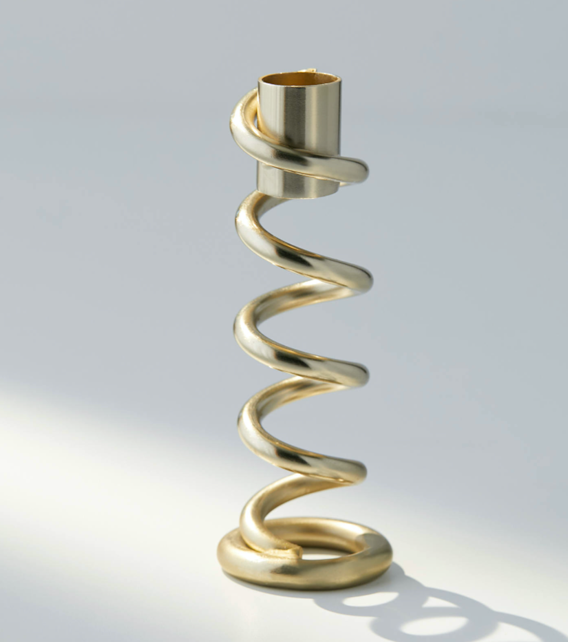 Spiral Taper Candle Holder, Gold