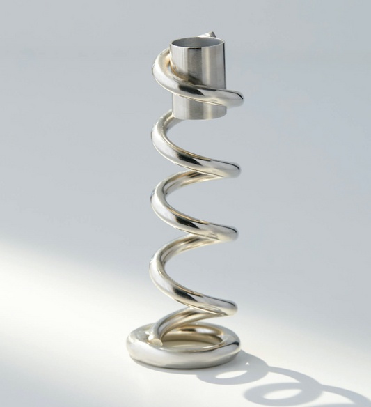 Spiral Taper Candle Holder, Silver